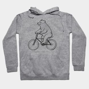 Bear riding a bike crayon drawing Hoodie